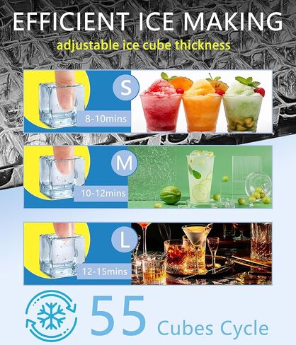Commercial Ice Maker, 130Lbs/24H, 8-15 mins Fast Ice,Self-Cleaning & Quiet Operation, 40Lbs Large Storage, Under Counter Stainless Steel Ice Machine for Home Bar & Restaurant in Saudi Arabia