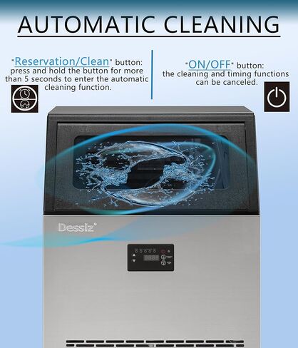 Commercial Ice Maker, 130Lbs/24H, 8-15 mins Fast Ice,Self-Cleaning & Quiet Operation, 40Lbs Large Storage, Under Counter Stainless Steel Ice Machine for Home Bar & Restaurant in Saudi Arabia