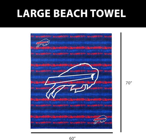 منشفة شاطئ من الألياف الدقيقة كبيرة الحجم من Northwest NFL Buffalo Bills، 60 × 70 بوصة - سريعة الجفاف، مقاومة للرمل، خفيفة الوزن، عالية الامتصاص، تصميم شيبوري in Saudi Arabia