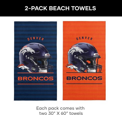 Northwest NFL Denver Broncos 2-Pack Beach Towel Set, 30" x 60" Each, Standard, Team Colors in Saudi Arabia