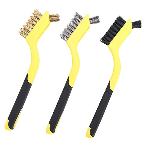 Generic 3-Piece Wire Brush Set - Nylon, Brass, Stainless Steel Bristles; Flexible Nylon Filament; Medium Grit; 3 Count; Suitable for Rust, Dirt, Paint Scrubbing; Deep Clean in Saudi Arabia