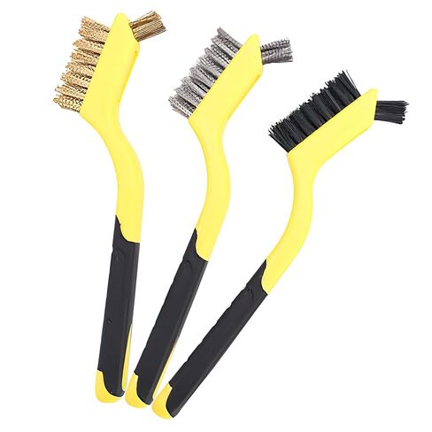Generic 3-Piece Wire Brush Set - Nylon, Brass, Stainless Steel Bristles; Flexible Nylon Filament; Medium Grit; 3 Count; Suitable for Rust, Dirt, Paint Scrubbing; Deep Clean in Saudi Arabia