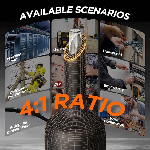 مجموعة بكرات أنابيب الانكماش الحراري مقاس 13، مبطنة بمادة لاصقة 4:1، 13 قطرًا، إجمالي جدار مزدوج من الدرجة البحرية 76.5 قدمًا، أنابيب تغليف منكمش للأسلاك الكهربائية المقاومة للماء - للصناعة والسيارات (أسود) in Kuwait