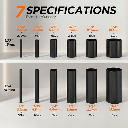 مجموعة أنابيب الانكماش الحراري 5:1 426 قطعة، جدار مزدوج مقاوم للماء من الدرجة البحرية مع بطانة لاصقة بنسبة 5:1، تشكيلة أنابيب كهربائية صناعية ملفوفة بالانكماش الحراري لأسلاك السيارات، البحرية، المركبات الترفيهية، إصلاح DIY in Kuwait