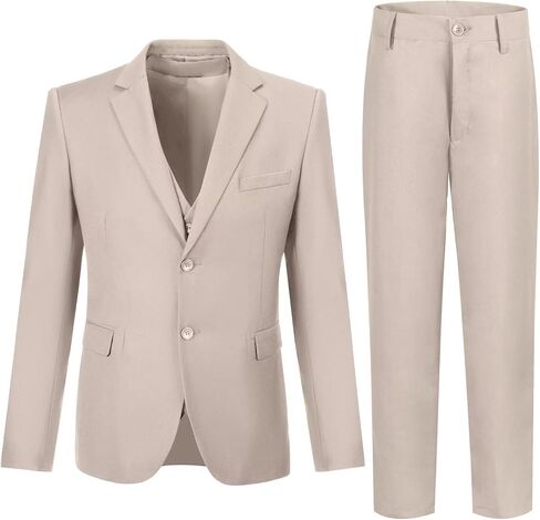 Boy's Suit Slim Fit Formal 3 Pieces Suit Set, Dress Suit Blazer Vest Pants, Kids Wedding Ring Bearer Outfit Size 2T-20 in Kuwait