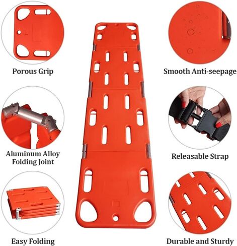 Foldable Spine Board Stretcher - Lightweight Portable Patient Transfer Backboard for EMT Immobilization, Rescue & Ambulance Use - Durable PE Plastic Design in Saudi Arabia