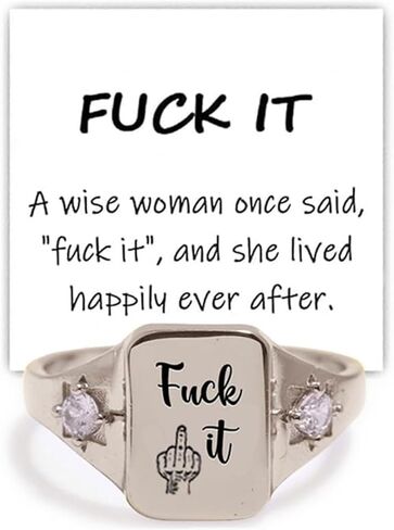 اللعنة خاتم ، مربع مصنوع يدويًا محفورًا خاتمًا مضحكًا بيانًا قابل للتكديس حلقات ملهمة للأصدقاء الهدايا للمجوهرات in Kuwait