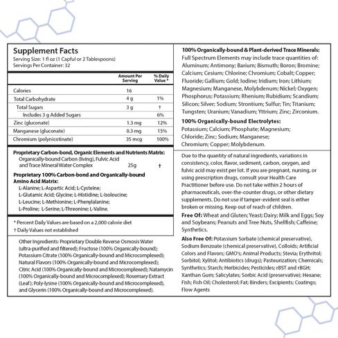 Drucker Labs Organic Liquid Minerals Dietary Supplement for Men, Women, Kids, Immune Support, Muscle Support, Non GMO, Gluten Free, Vegan, Electrolytes (32 oz., Tropical Fruit) in Saudi Arabia