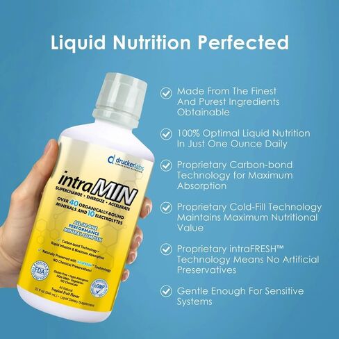 Drucker Labs Organic Liquid Minerals Dietary Supplement for Men, Women, Kids, Immune Support, Muscle Support, Non GMO, Gluten Free, Vegan, Electrolytes (32 oz., Tropical Fruit) in Saudi Arabia