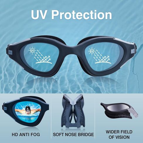 المنافسة نظارات السباحة ، نظارات السباحة البالغة مكافحة الضباب والأشعة فوق البنفسجية حماية لا تسرب للرجال شباب in Kuwait