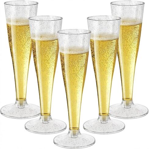 20 Pack Champagne Flutes Plastic Wine Glasses Disposable, 4.5 Oz Gold Rim Mimosa Glasses for 2026 Engagement Wedding Birthday Women's Day Party Supplies, Bulk Toasting Cocktail Cups in Kuwait