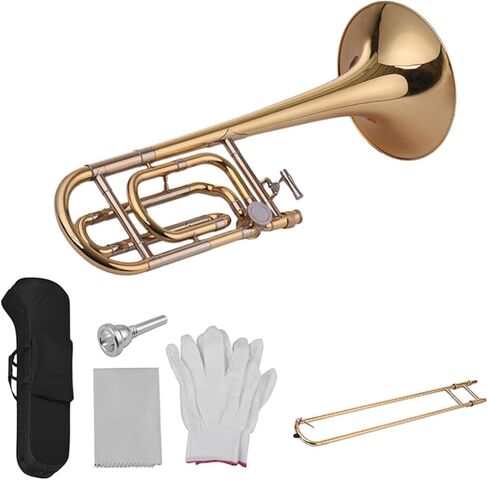 Standard Trombone Intermediate Bb Flat Tenor Slide Trombone with F Attachment, Gold in Saudi Arabia