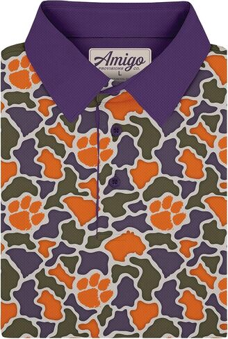 قميص بولو رجالي من Amigo NCAA من Clemson Tigers مرخص من Camo Range Raglan in Kuwait