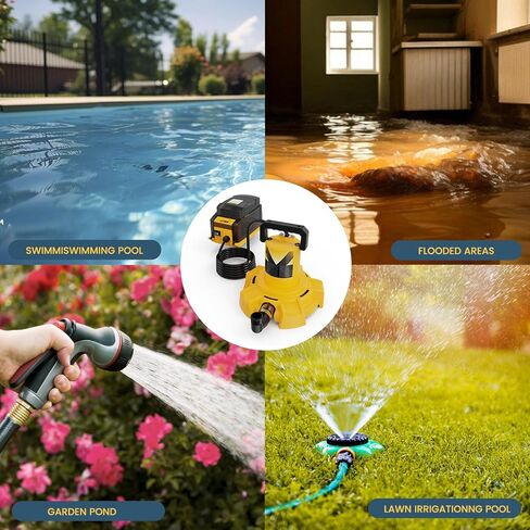 Cordless Submersible Sump Pump Compatible with Dewalt 20V Battery(Tool Only), 1320GPH Brushless Water Transfer Pump, Portable Electric Utility Pump w/ 15.4ft Cord for Garden Pond Pool Tub in Kuwait
