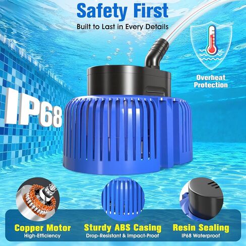 Pool Cover Pump above Ground, Submersible Water Sump Pump Swimming Water Removal Pumps,Submersible Pump for Pool Draining,Pool Pump 16FT Drainage Hose,25 FT Extra Long Power Cord, 850 GPH,4 Adapters in Saudi Arabia
