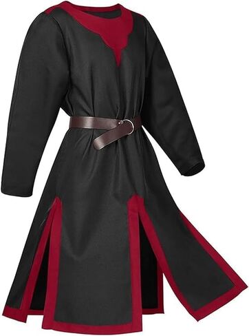 ARTIZANSTORE Medieval Tunic Cosplay Costume Halloween Round Neck Long Sleeve Renaissance Vintage Party Stage Performance Suit in Saudi Arabia