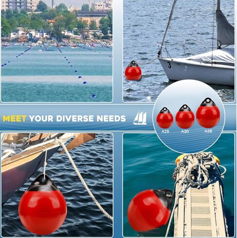 Boat Bumper Ball, Ball Black and Red Thickened High Strength PVC Inflatable Docking Bumper, Suitable for Yachts Sailboats Rowboats (30) in Saudi Arabia
