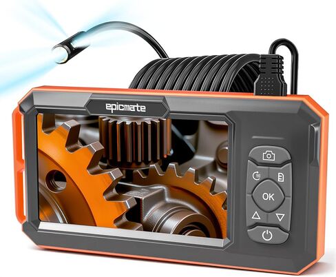 كاميرا المنظار مع ضوء، 5 بوصة IPS 1920P HD Borescope مع عدسة ثلاثية، منظار فحص مع كابل ثعبان شبه صلب بطول 16.4 قدم وبطاقة 32 جيجابايت، كاميرا تصريف مقاومة للماء IP67 للصرف الصحي/الأنابيب/السيارات in Kuwait