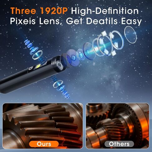 كاميرا المنظار مع ضوء، 5 بوصة IPS 1920P HD Borescope مع عدسة ثلاثية، منظار فحص مع كابل ثعبان شبه صلب بطول 16.4 قدم وبطاقة 32 جيجابايت، كاميرا تصريف مقاومة للماء IP67 للصرف الصحي/الأنابيب/السيارات in Kuwait