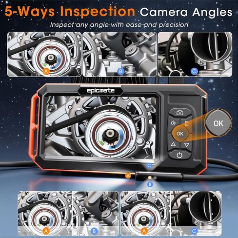 كاميرا المنظار مع ضوء، 5 بوصة IPS 1920P HD Borescope مع عدسة ثلاثية، منظار فحص مع كابل ثعبان شبه صلب بطول 16.4 قدم وبطاقة 32 جيجابايت، كاميرا تصريف مقاومة للماء IP67 للصرف الصحي/الأنابيب/السيارات in Kuwait