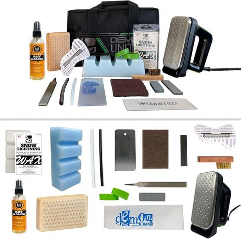 DEMON UNITED USA ICE XL Edition Ski & Snowboard Tuning Kit, Demon Hyper Wax, Ski Hot Wax Iron, Lightning Wax, Base Cleaner, Edge Tuner, Nylon Brush, & More! in Saudi Arabia