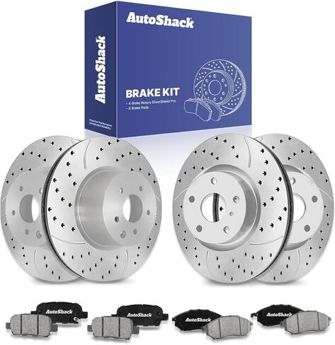 AutoShack Brake Kit Replacement for INFINITI M35 M45 2007-2008 G35 2008-2010 EX35 2009 Nissan 370Z RWD Front Rear Drilled & Slotted Zinc Coated Disc Brake Rotors Ceramic Brakes Pads BRKPKG039687 in Saudi Arabia