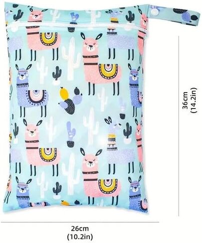 1 Pack Waterproof Wet Dry Bag with Zippered Pockets, Reusable Wet Bag for Swimsuits or Clothes, 14.17x10.24inch - Light Blue Animal Print in Saudi Arabia