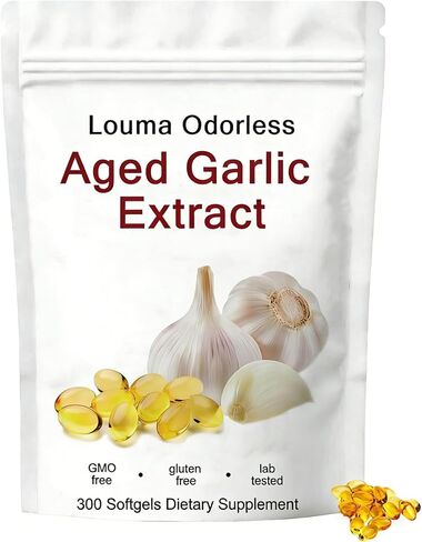 1PCSLouma Odorless Aged Garlic, Aged Garlic Extract - 300 Count,24 Month Organic Aged Garlic Supplement- Non-GMO,Vegetarian (1PCS) in Saudi Arabia