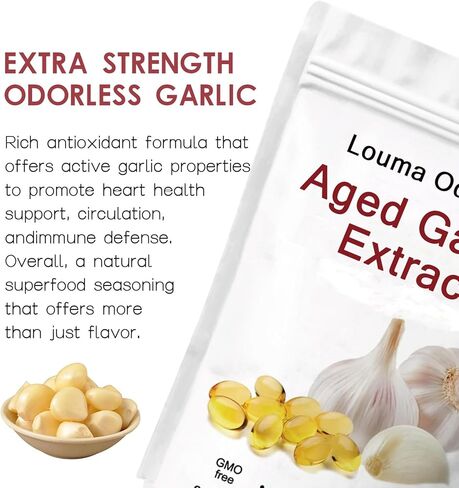 1PCSLouma Odorless Aged Garlic, Aged Garlic Extract - 300 Count,24 Month Organic Aged Garlic Supplement- Non-GMO,Vegetarian (1PCS) in Saudi Arabia