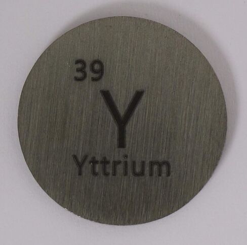 قرص إيتريوم (Y) معدني مقاس 24.26 ملم نقي بنسبة 99.9% مع علبة أكريليك للتجميع أو التجارب in Kuwait