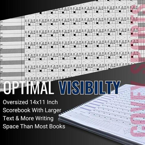 Covey Sports Premium Baseball Scorebook with Oversized 14x11 Pages - Season-Long Softball Score Keeping Book for 50 Games - 15-Player Lineup with Pitch Count Tracker and Stats Tracking in Kuwait