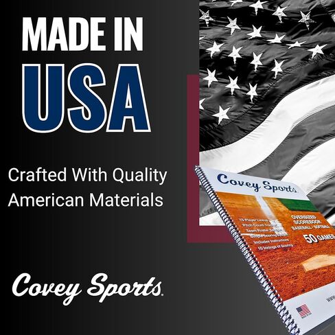 Covey Sports Premium Baseball Scorebook with Oversized 14x11 Pages - Season-Long Softball Score Keeping Book for 50 Games - 15-Player Lineup with Pitch Count Tracker and Stats Tracking in Kuwait