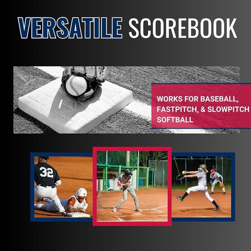 Covey Sports Premium Baseball Scorebook with Oversized 14x11 Pages - Season-Long Softball Score Keeping Book for 50 Games - 15-Player Lineup with Pitch Count Tracker and Stats Tracking in Kuwait