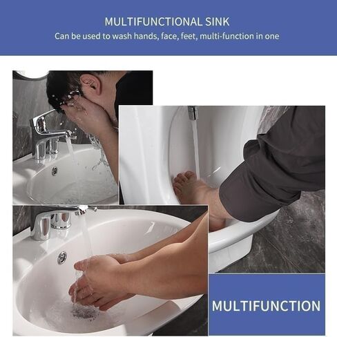 حوض الوضوء، حوض غسيل سيراميك عمودي مع صنبور قابل للتعديل بزاوية 360 درجة، تصميم متكامل قائم على الأرض للقدم وغسل الوجه in Kuwait