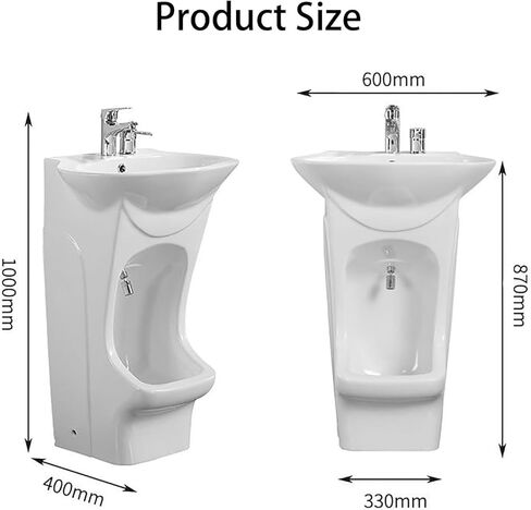 حوض الوضوء، حوض غسيل سيراميك عمودي مع صنبور قابل للتعديل بزاوية 360 درجة، تصميم متكامل قائم على الأرض للقدم وغسل الوجه in Kuwait