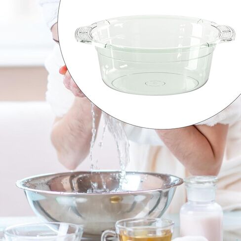 Wash Basin Dish Tub Portable Transparent Dishpan Face Cleansing Tub Foot Basin Thickened Material Multi Functional Suitable for Student Dormitory Bath, Green, Medium in Kuwait