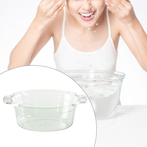 Wash Basin Dish Tub Portable Transparent Dishpan Face Cleansing Tub Foot Basin Thickened Material Multi Functional Suitable for Student Dormitory Bath, Green, Medium in Kuwait
