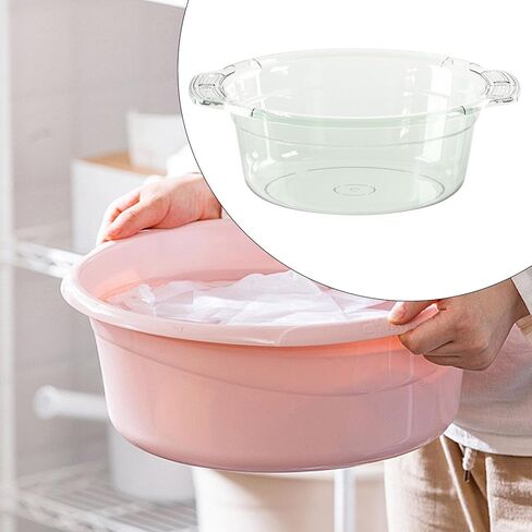 Wash Basin Dish Tub Portable Transparent Dishpan Face Cleansing Tub Foot Basin Thickened Material Multi Functional Suitable for Student Dormitory Bath, Green, Medium in Kuwait