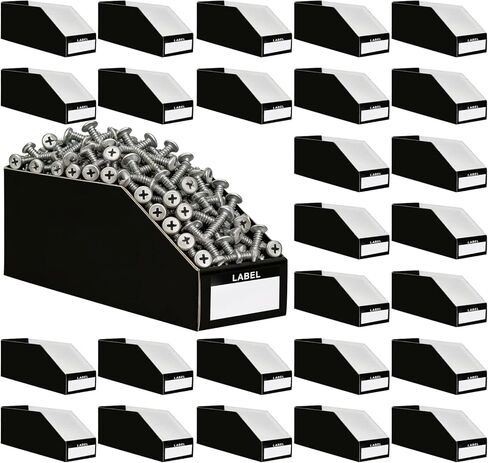 35 Pack Heavy-Duty Cardboard Storage Bins with Label, 12x6x4.5 inch Parts Bins-Reinforced Multi Layer Construction, Laminated Wipeable Exterior, Quick Assembly for Home, Garage, Warehouse Organization in Kuwait