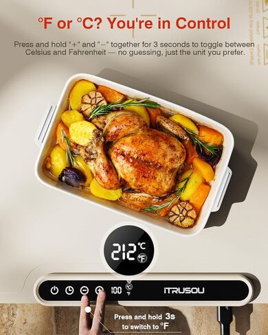 حصيرة تدفئة للطعام، صينية تدفئة كهربائية iTRUSOU 99H حرارة مستمرة، 7 إعدادات لدرجة الحرارة، تسخين كامل السطح حاصل على براءة اختراع، مفتاح درجة فهرنهايت/درجة مئوية، سخانات طعام مرنة قابلة للطي لبوفيه الحفلات، الاستخدام اليومي in Kuwait