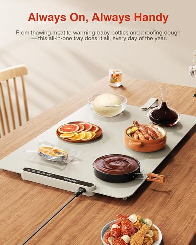 حصيرة تدفئة للطعام، صينية تدفئة كهربائية iTRUSOU 99H حرارة مستمرة، 7 إعدادات لدرجة الحرارة، تسخين كامل السطح حاصل على براءة اختراع، مفتاح درجة فهرنهايت/درجة مئوية، سخانات طعام مرنة قابلة للطي لبوفيه الحفلات، الاستخدام اليومي in Kuwait