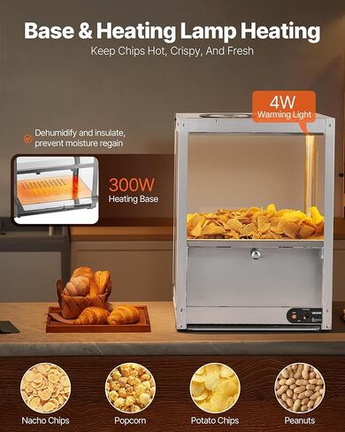 VEVOR Commercial Nacho Chip Warmer، آلة تسخين رقاقة 85QT مع قاعدة تسخين وضوء تسخين، آلة Nacho مع لوحة انحراف، الفولاذ المقاوم للصدأ، لرقائق Nacho، الفشار، رقائق البطاطس، الفول السوداني in Saudi Arabia