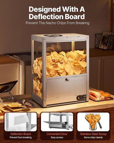 VEVOR Commercial Nacho Chip Warmer، آلة تسخين رقاقة 85QT مع قاعدة تسخين وضوء تسخين، آلة Nacho مع لوحة انحراف، الفولاذ المقاوم للصدأ، لرقائق Nacho، الفشار، رقائق البطاطس، الفول السوداني in Saudi Arabia