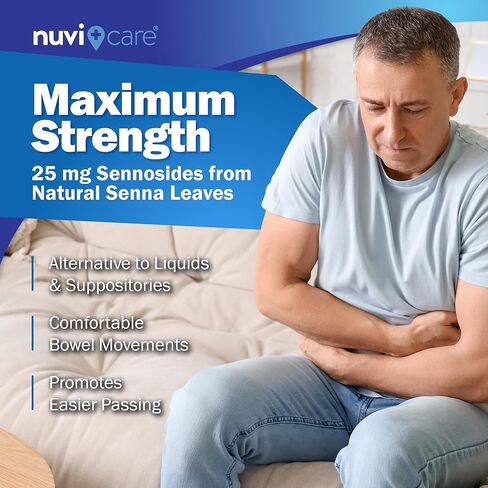 أقراص سينا ​​الملينة ذات القوة القصوى - 25 ملغ من السينوسيدات لتخفيف الإمساك طوال الليل - أقراص سينا ​​الطبيعية - حبوب ملين نباتية لطيفة منشطة (60 قرصًا) in Kuwait