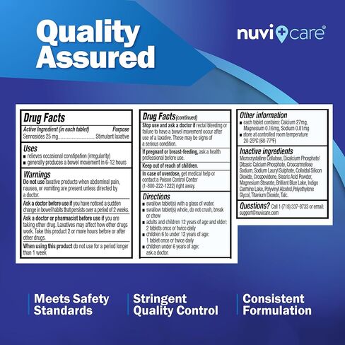 أقراص سينا ​​الملينة ذات القوة القصوى - 25 ملغ من السينوسيدات لتخفيف الإمساك طوال الليل - أقراص سينا ​​الطبيعية - حبوب ملين نباتية لطيفة منشطة (60 قرصًا) in Kuwait