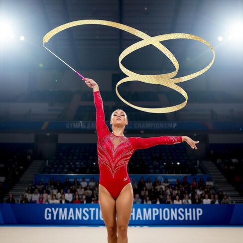 2Pcs Rhythmic Dance Ribbons, Sparkly Gymnastics Ribbon Dancer Wand for Kids, 78.7" Gymnastics Dancing Ribbon Streamers with Dancer Wands for Rhythmic Ballet, Twirling & Kids’ Talent Shows(Gold) in Saudi Arabia