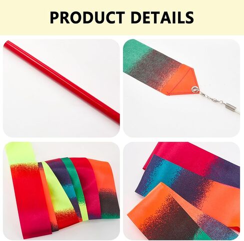 12 Pcs Rainbow Dance Ribbons Gymnastics Ribbon Wand Rainbow Birthday Decorations for Talent Shows Dance Floor Party Props in Saudi Arabia