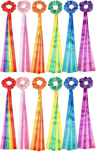 12 Pcs Rainbow Dance Ribbons,Rhythmic Gymnastics Ribbon Wrist Streamers Dancing Ribbons for Kids (0.8 x 19.7 Inch,Multicolor) in Kuwait
