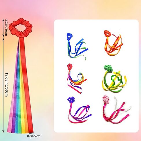 12 Pcs Rainbow Dance Ribbons,Rhythmic Gymnastics Ribbon Wrist Streamers Dancing Ribbons for Kids (0.8 x 19.7 Inch,Multicolor) in Kuwait
