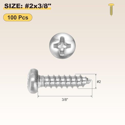 مسامير METALLIXITY Phillips Pan Head ذاتية التنصت (#8x3) 10 قطع، برغي حفر ذاتي من الفولاذ المقاوم للصدأ 304 للبلاستيك الخشبي المعدني، لأثاث الصخور لوحة مصراع الحائط في الخزانة، لون فضي أبيض in Saudi Arabia